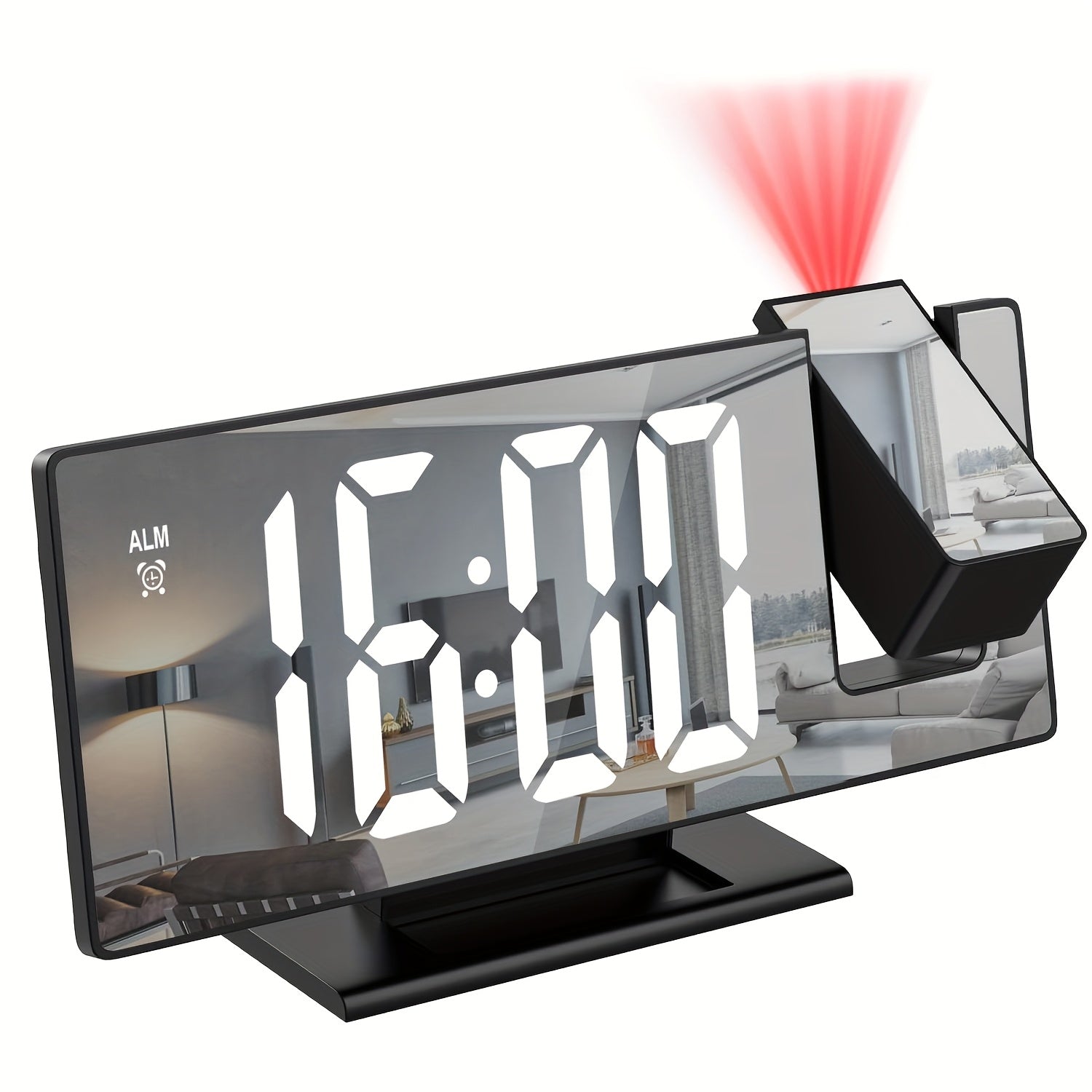 Réveil à Projection LED avec Projection Réglable à 180° – Affichage Clair et Fonction Snooze pour Chambre ou Bureau
