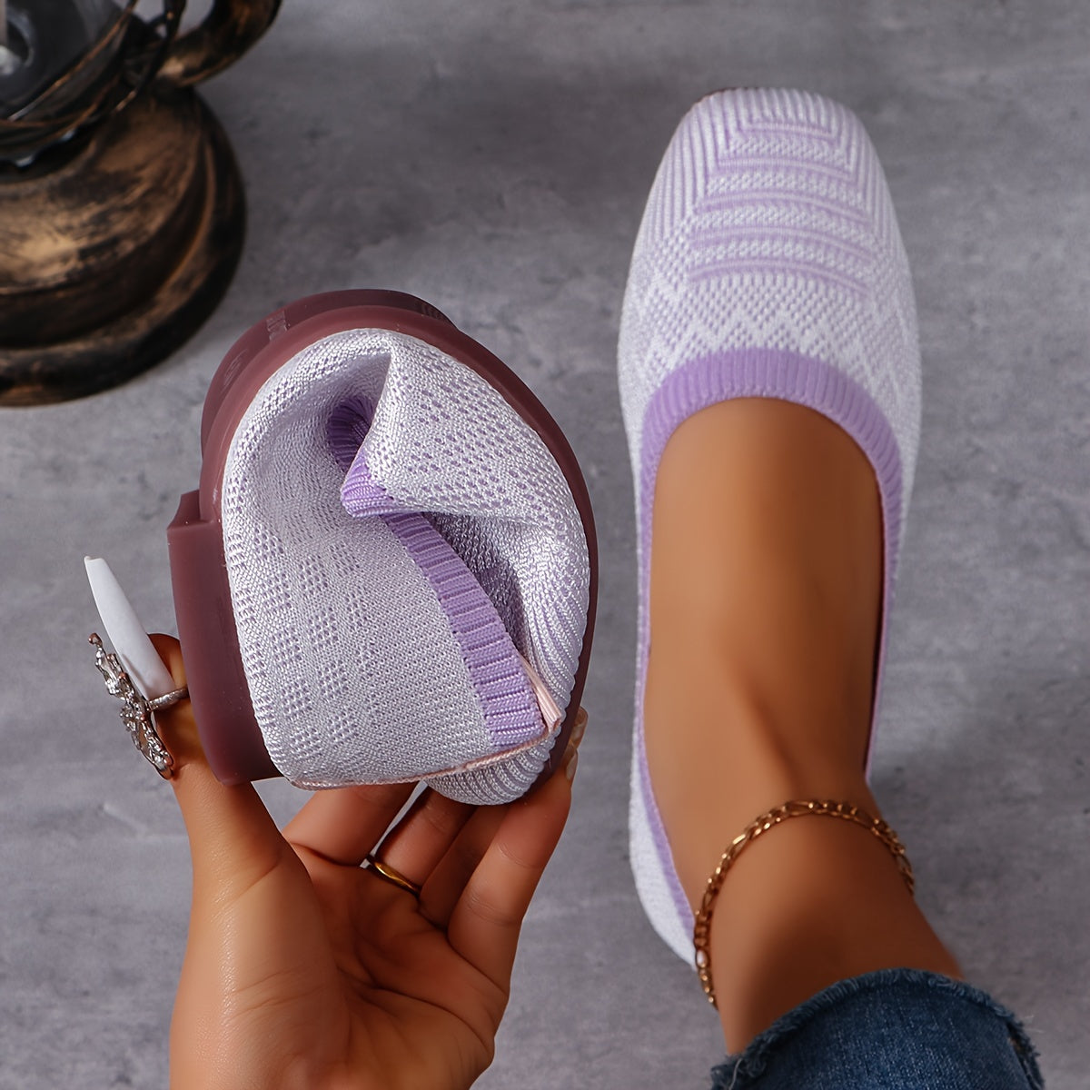 Élégance Noire - Ballerines Tissu Tissé Confort