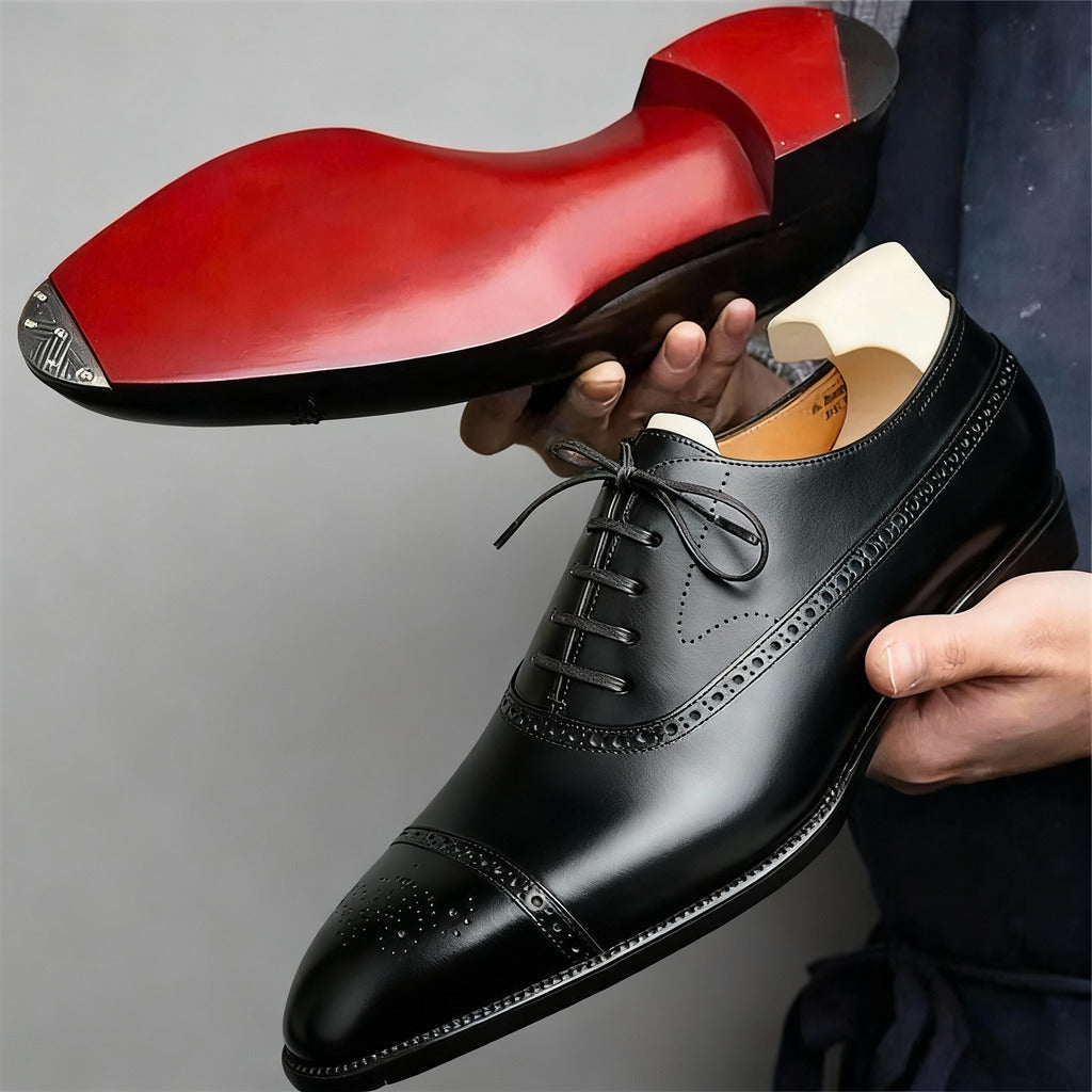 Richelieus élégants en cuir à finition brogue
