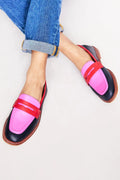 Lunessa - Mocassins noirs avec accent coloré