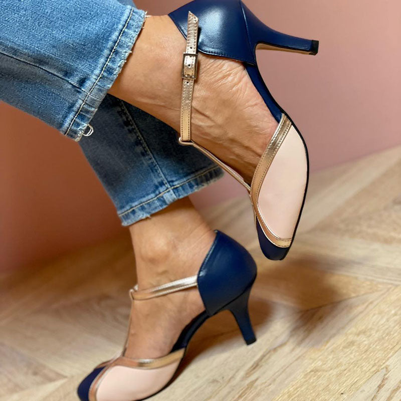 Alessia - Escarpins T-strap colorés et confortables à bout rond