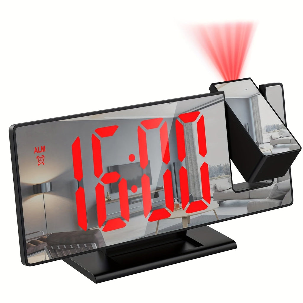 Réveil à Projection LED avec Projection Réglable à 180° – Affichage Clair et Fonction Snooze pour Chambre ou Bureau