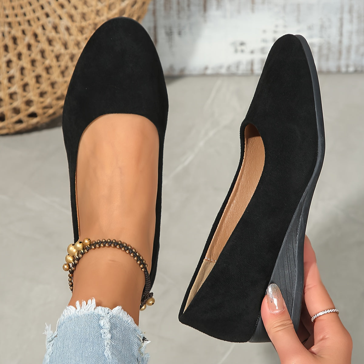 Éliane – Ballerines confortables à talon compensé