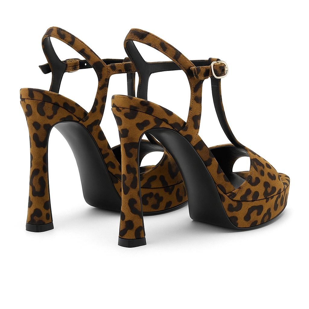 Giulia - Sandales à talon haut et imprimé animalier
