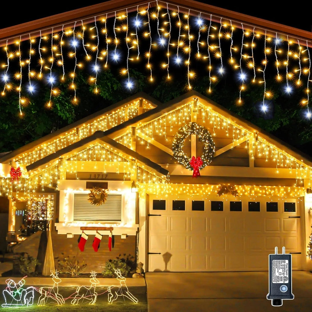 Rideaux lumineux magiques avec lumières LED scintillantes – Blanc chaud