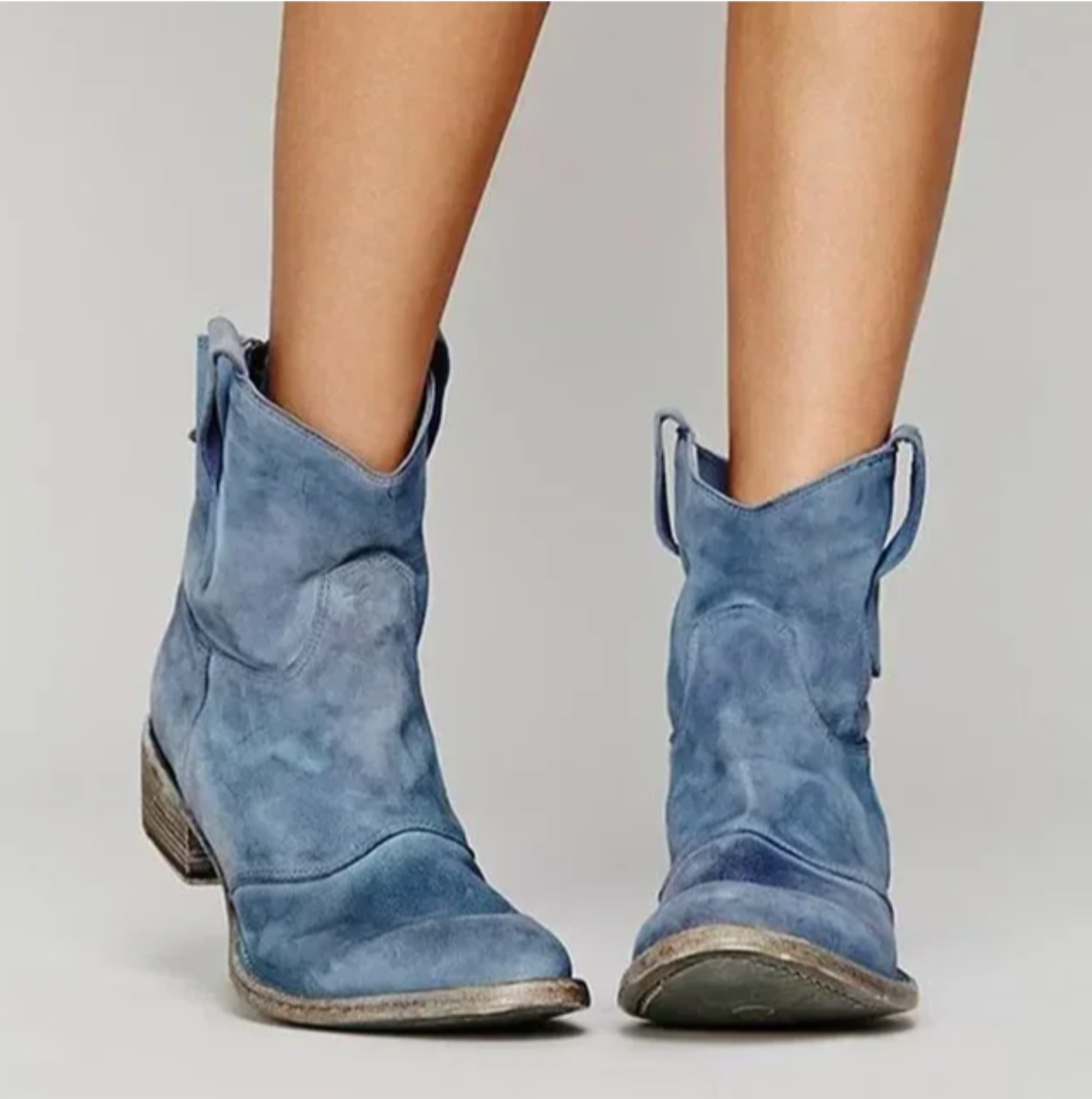Bottines western en suédine à talon bas