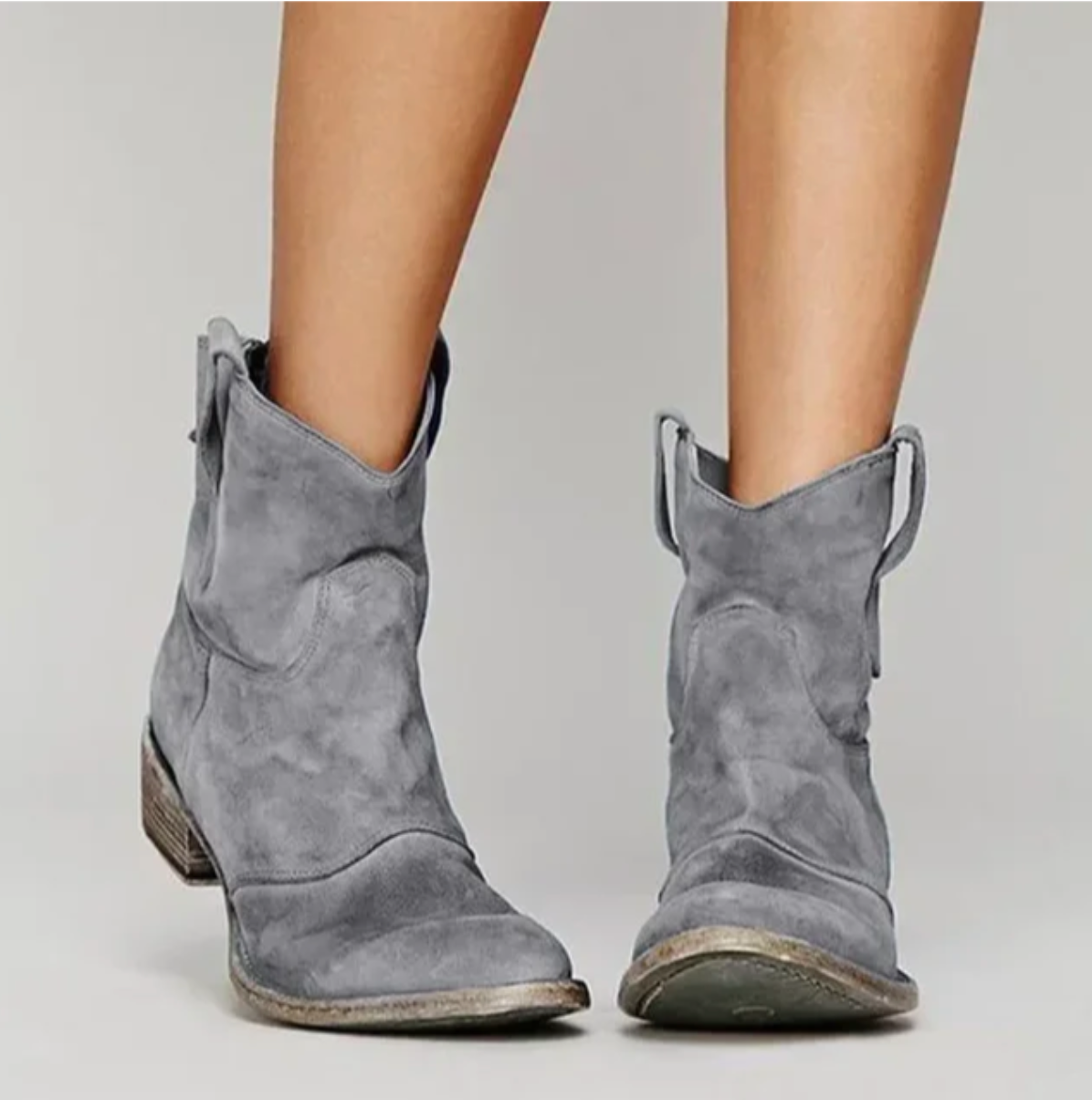 Bottines western en suédine à talon bas