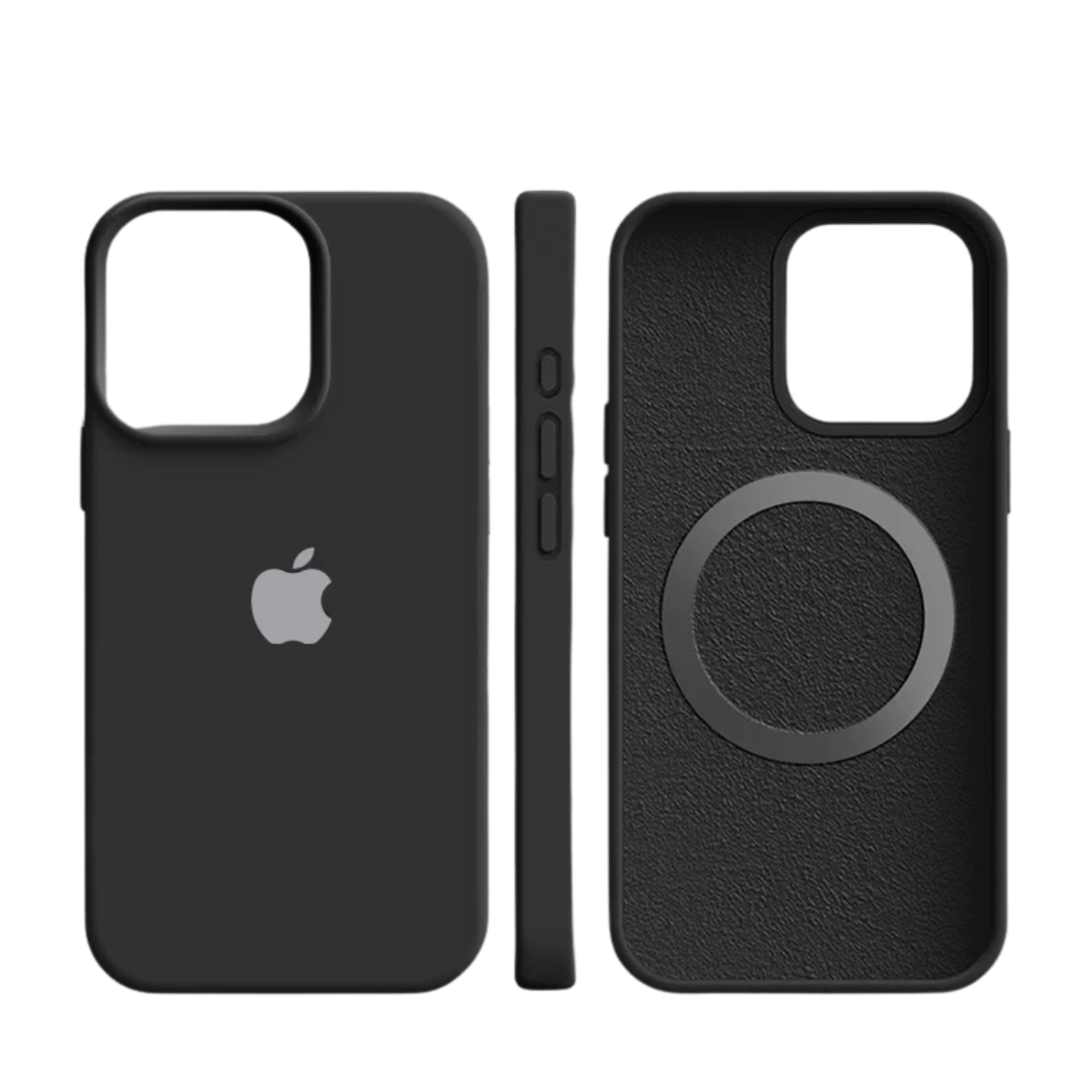 Coque en silicone compatible MagSafe avec surface douce pour iPhone