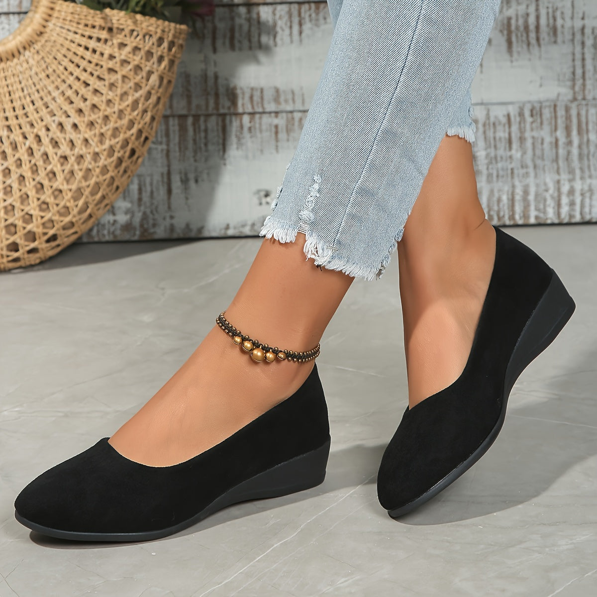 Éliane – Ballerines confortables à talon compensé