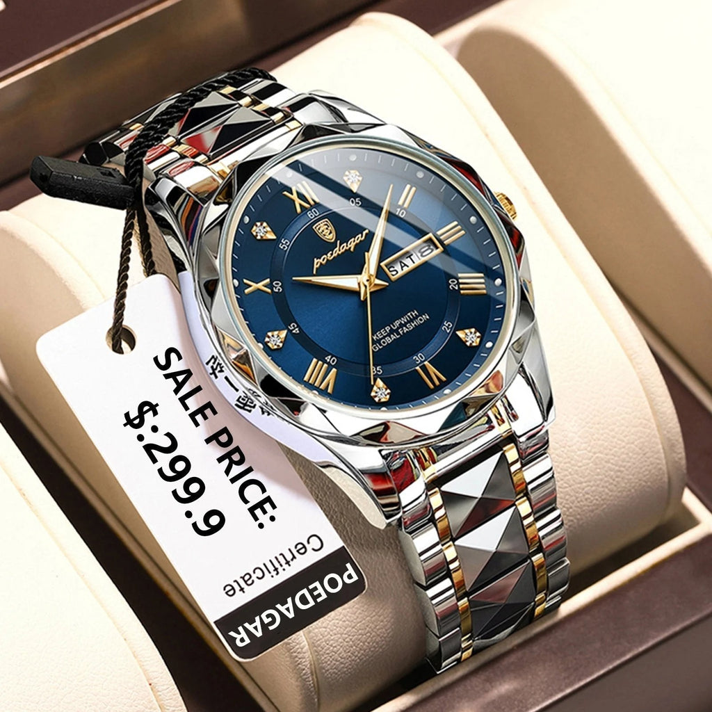 Montre de luxe pour hommes étanche de la marque haut de gamme avec fonction lumineuse