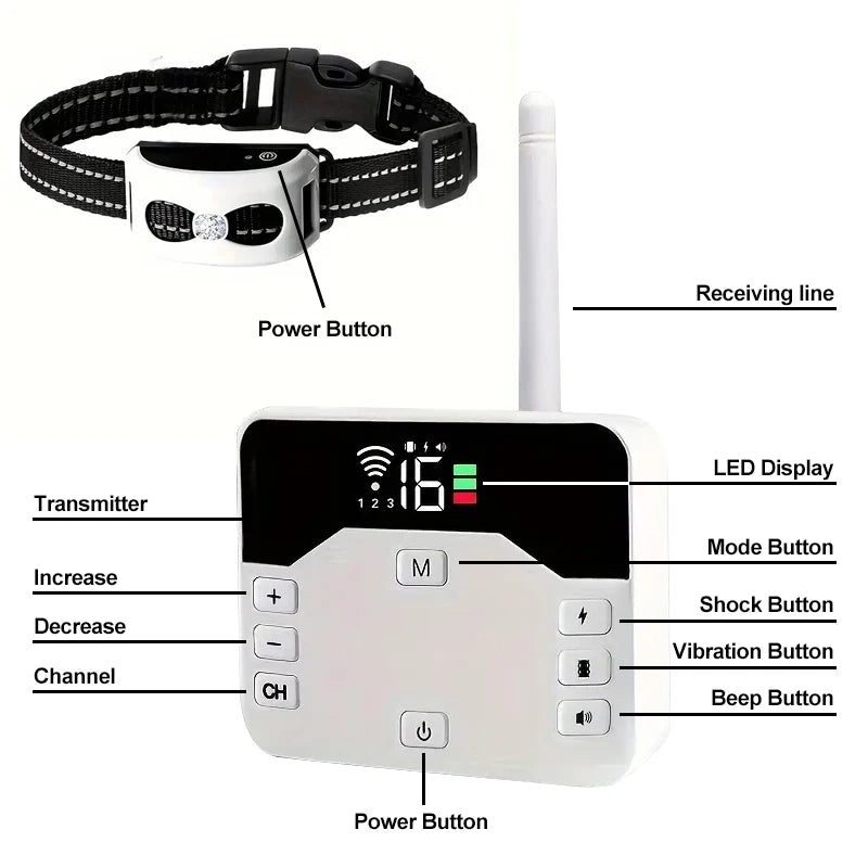 Clôture Sans Fil & Collier de Dressage 2-en-1 - Étanche & Rechargeable