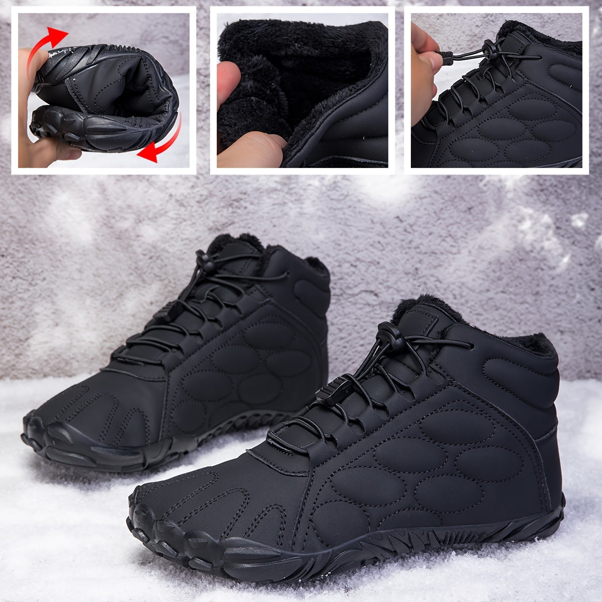 ErgoConfort - Bottines Chaudes d’Hiver Antidérapantes