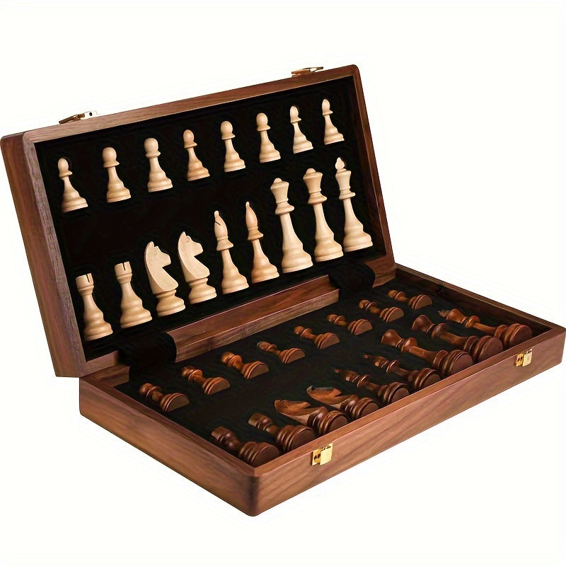 Jeu d'échecs en bois EchelonMaster | Échiquier artisanal en noyer avec pièces de jeu haut de gamme