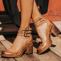 Bottines à talon bloc et double boucle élégante